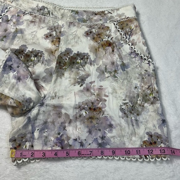 Ted Baker Henliy Vanilla Scallop Trim Linen Shorts Size 3 - Picture 12 of 16